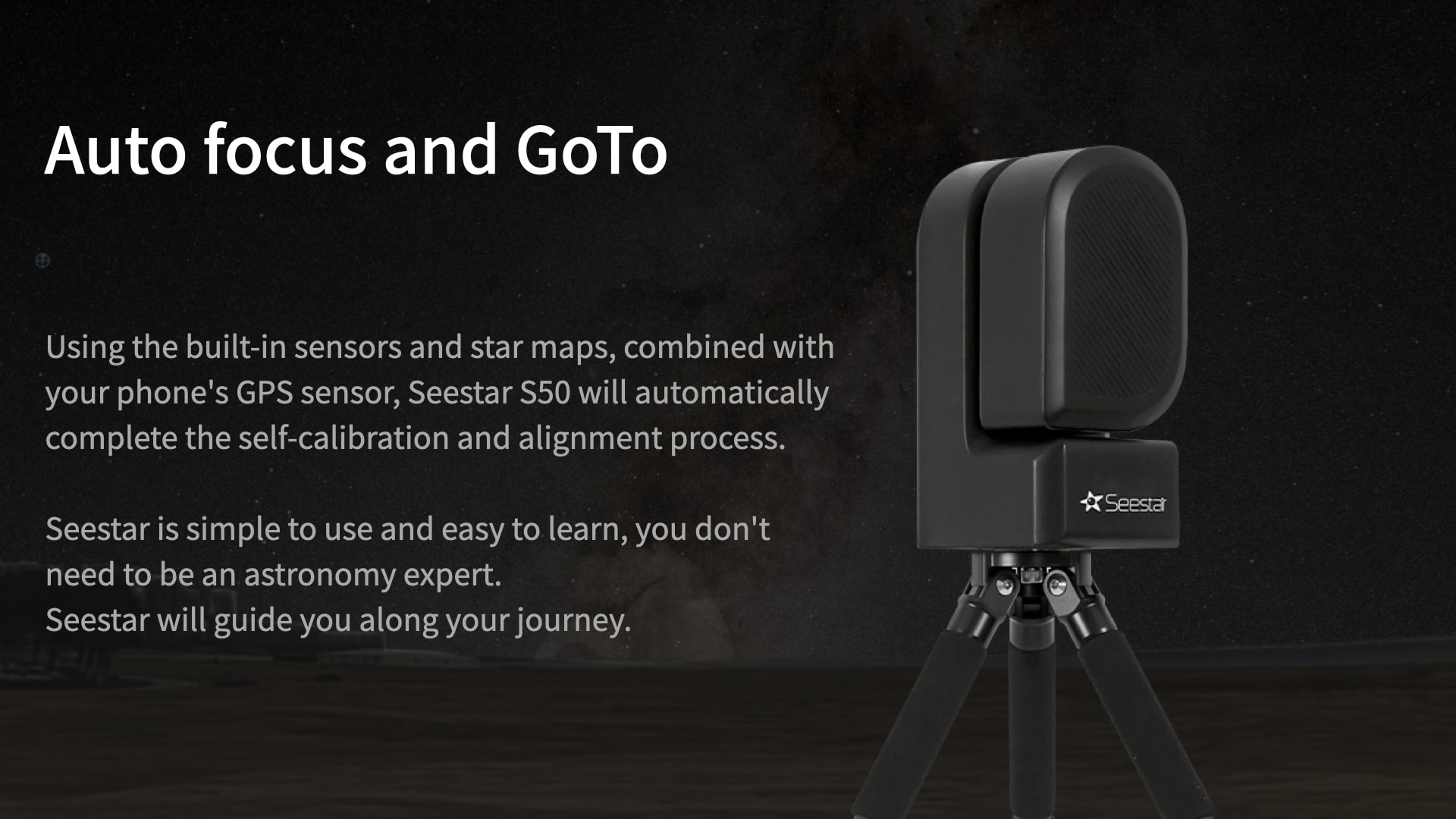  Il seestar 50 è un telescopio digitale che permette di godersi le bellezze dello spazio profondo con facilità, tutto in un unico compatto strumento. 